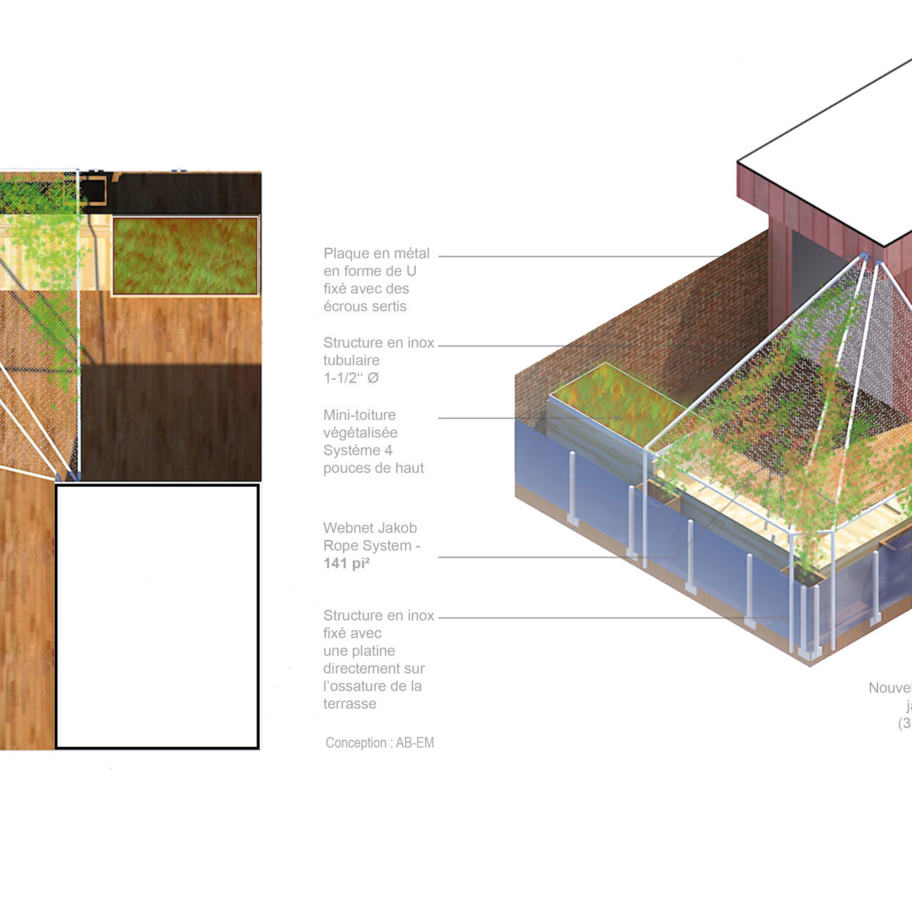 Concept d'aménagement - Voute végétalisée - La ligne verte - Plateau Mont-Royal - Anthime Bion